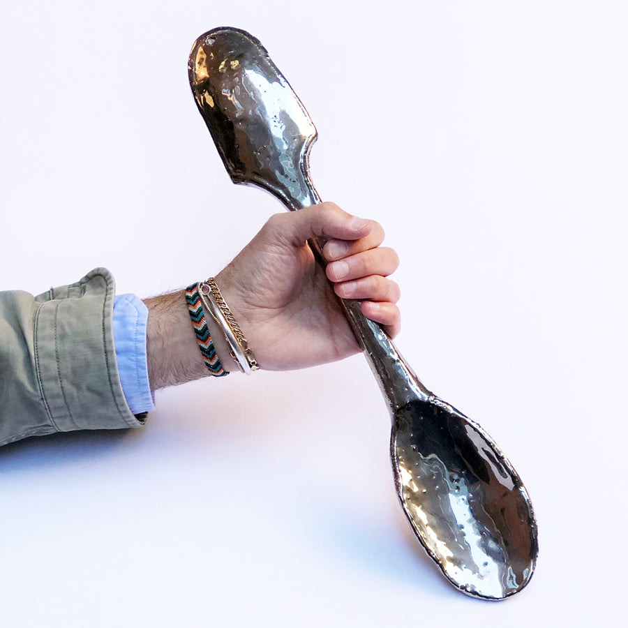 XL Silver Ceramic Spoon
