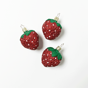 Glitter Strawberry Glass Ornament