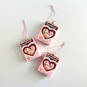 Sweethearts Candy Box Glass Ornament
