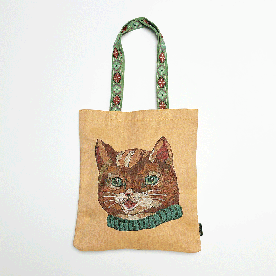 Nathalie Lete Cat on Butterscotch Tote Bag