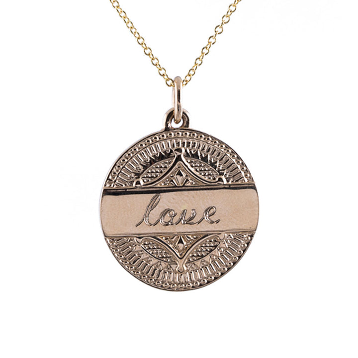 Engraved Medallion Charm: Love