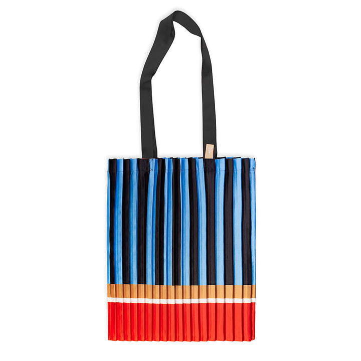 Italian Pleated Tote Bag: Blue Stripes