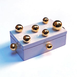 Golden Sphere Box with Lid White