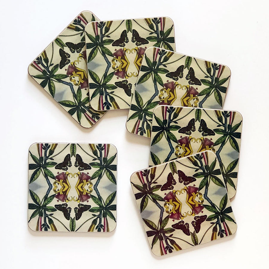 PATCH NYC Yellow Trumpet Flower Coaster Set